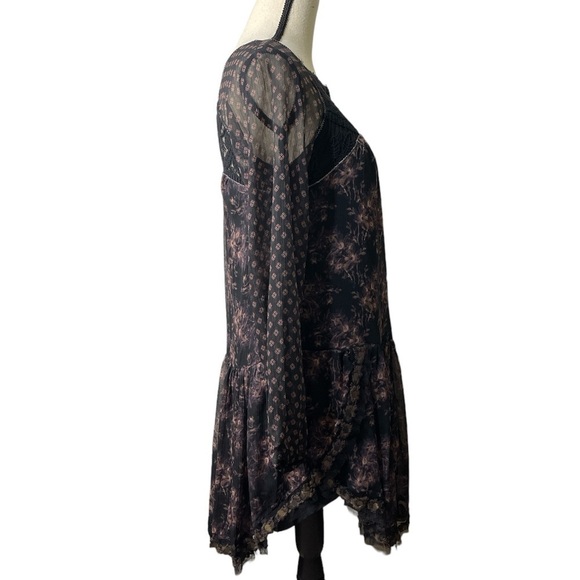 Free People Elsie Lace Chiffon Dress in Midnight Garden - XS Small - Picture 12 of 16